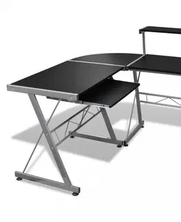 Pracovné stoly Rohový PC stôl Dekorhome Čierna
