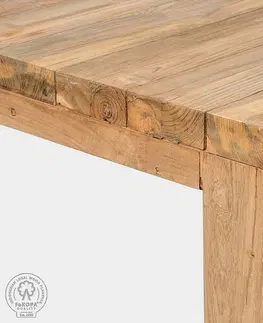 Stolčeky DEOKORK Záhradný masívny teakový stôl FLOSS RECYCLE (rôzne dĺžky) 300x110 cm