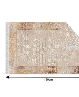 Koberce a koberčeky Obojstranný koberec, béžová/vzor, 80x150, NESRIN
