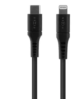 USB káble FIXED Dátový a nabíjací Liquid silicone kábel USB-CLightning MFi, PD, 2 m, čierny FIXDLS-CL2-BK