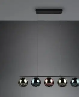 Závesné svietidlá Reality Leuchten Závesné svietidlo Sheldon päť sklenených gúľ