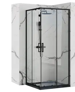 Sprchovacie kúty REA/S - Sprchovací kút PUNTO 90x90 - čierna So sprchovou vaničkou Savoy black KPL-K1015