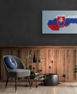 Obrazy mapy Obraz mapa Slovenska so štátnym znakom