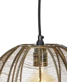 Zavesne lampy Priemyselné závesné svietidlo bronzové s čiernym podlhovastým 3-svetlom - Dong