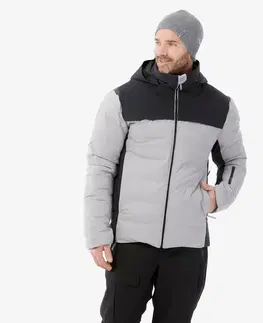 bundy a vesty Pánska veľmi hrejivá a odvetraná lyžiarska prešívaná bunda 900 Warm sivo-čierna