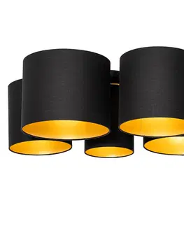 Stropne svietidla Stropné svietidlo čierne so zlatým vnútorným 5-svetlom - Multidrum