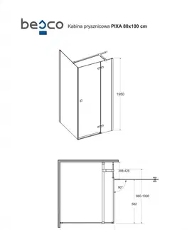 Sprchovacie kúty HOPA - Obdĺžnikový sprchovací kút PIXA - Rozmer A - 100, Rozmer B - 80, Smer zatváranie - Ľavé (SX) BCPIXA1080OBDL