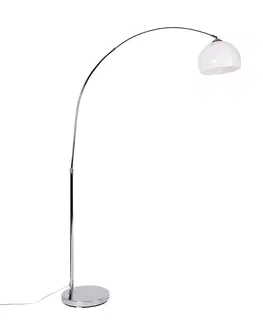 Oblúkové lampy Moderná oblúková lampa chrómová s bielym tienidlom - Arc Basic
