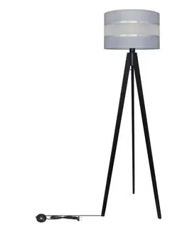 Lampy  Stojacia lampa HELEN 1xE27/60W/230V šedá/chróm/borovica 