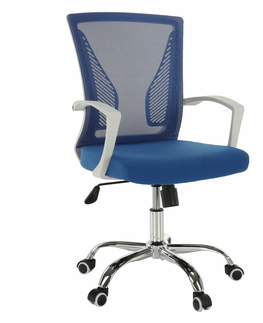 Kancelárske stoličky KONDELA Izolda kancelárske kreslo s podrúčkami modrá / biela / chróm