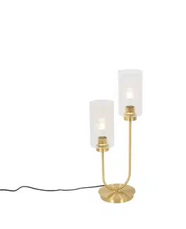 Stolove lampy Stolná lampa Art Deco zlatá so sklom 2-svetlo - Laura