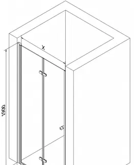 Sprchovacie kúty MEXEN - Lima skladacie sprchové dvere 80 cm, číre sklo, zlatý sa stenovým profilom 856-080-000-50-00
