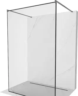 Sprchové dvere MEXEN/S - Kyoto samostatne stojaca sprchová zástena 150 x 200, čierny vzor 8 mm, kartáčováný grafit 800-150-002-66-70