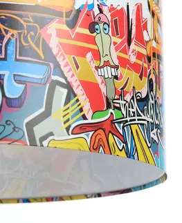 Závesné svietidlá Maco Design Závesné svetlo Graffiti s farebnou fototlačou