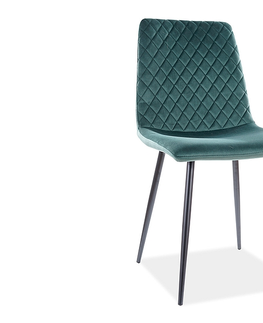 Jedálenské stoličky YELLOW  čalúnená stolička, zelený bluvel 78/ čierna