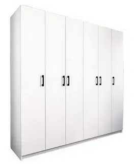 Šatníkové skrine CLASSIE 6 dverová šatníková skriňa, biela