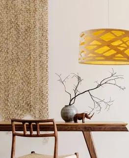Závesné svietidlá Näve Závesná lampa Finja s tienidlom vo vzhľade bambusu