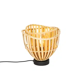 Stolove lampy Orientálna stolná lampa čierna s prírodným bambusom - Pua