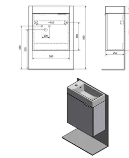 Kúpeľňa SAPHO - LATUS IV umývadlová skrinka 49,5x50x25cm, dub strieborný LT410-1111