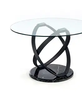Jedálenské stoly HALMAR Optico okrúhly sklenený jedálenský stôl priehľadná / čierna
