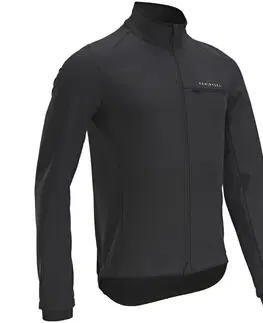 bundy a vesty Pánska zimná cyklistická bunda RC100 s dlhým rukávom čierna