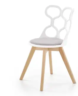 Čalúnené stoličky Stolička K308 polypropylén/drevo/tkanina biela/popol
