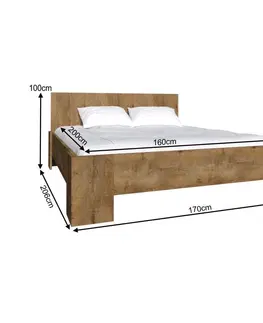 Postele KONDELA Montana L1 160 manželská posteľ s roštom dub lefkas tmavý
