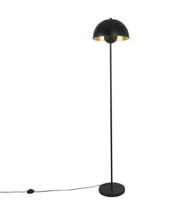 Stojace lampy Priemyselná stojaca lampa čierna so zlatom 160 cm - Magnax