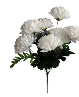 Kvety Umelý zväzok Chryzantém, biela, výška 58 cm