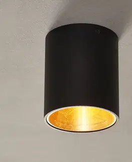 Stropné svietidlá EGLO Stropné LED svietidlo Polasso okrúhle čierno-zlaté