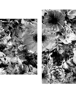 Čiernobiele obrazy 5-dielny obraz kvety v čiernobielom prevedení