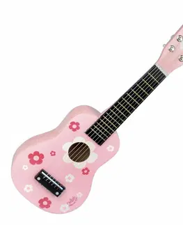 Hudobné nástroje pre deti Vilac Gitara ružová s kvetmi