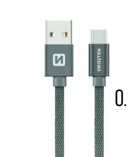 Dáta príslušenstvo Dátový kábel Swissten textilný s USB-C konektorom a podporou rýchlonabíjania, sivý 71521102