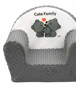 Dekorácie do detských izieb NEW BABY Detské kresielko z Minky Cute Family šedé Polyester 42x53 cm