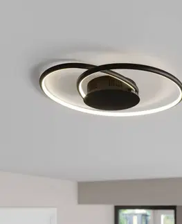 Stropné svietidlá Lindby Lindby LED stropné svietidlo Joline, čierne, 45 cm, kov