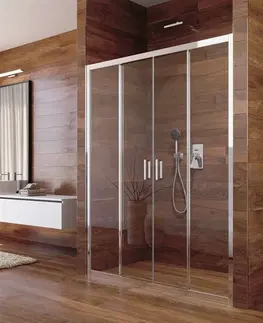 Sprchovacie kúty MEREO - Sprchové dvere, LIMA, štvordilene, zasúvacie,  chróm ALU, sklo Číre CK80443K