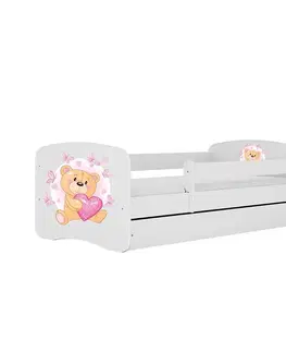 Jednolôžkové postele Detská Posteľ. Babydreams+Sz+M Biely 80x160 Medveď Bott