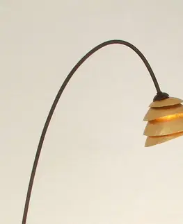 Stojacie lampy Holländer Stojaca lampa Snail 1-plameňová v hnedo-zlatej