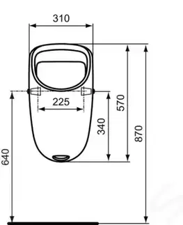 Kúpeľňa IDEAL STANDARD - Urinály Urinál Connect 310 mm x 335 mm x 650 mm (prítok zakrytý), biela E567101