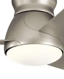 Stropné ventilátory so svetlom KICHLER Stropný LED ventilátor Eris, IP44, brúsený nikel