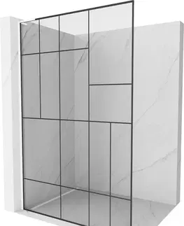 Sprchové dvere MEXEN/S - Kioto L Sprchová zástena WALK-IN 90 x 200, čierny vzor, biela 800-090-103-20-78