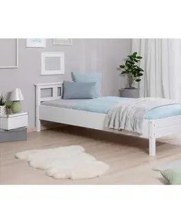 Jednolôžkové postele Posteľ z masívnej borovice Merci, 90x200cm, Biela