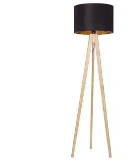 Lampy  Stojacia lampa ROLLER 1xE27/60W/230V borovica čierna/zlatá 
