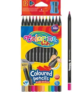 Hračky PATIO - Colorino pastelky z čierneho dreva 12 farieb