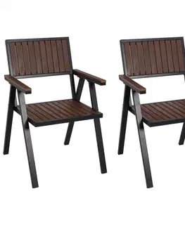 Záhradné kreslá a stoličky Záhradné stoličky 2 ks Čierna / hnedá