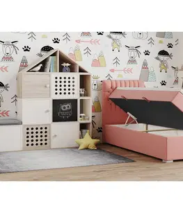 Postele Boxspringová posteľ, jednolôžko, lososová, 90x200, ľavá, FONDA