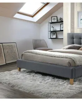 Manželské postele TENERIFFE čalúnená posteľ 140 x 200 cm, šedá, dub
