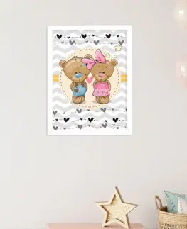 Obrazy do detskej izby Obraz so zaľúbenými medvedíkmi do izbičky