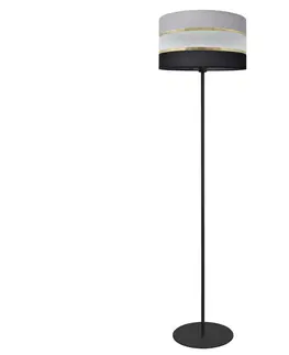 Lampy  Stojacia lampa HELEN 1xE27/60W/230V čierna/šedá/zlatá 
