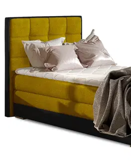 Postele NABBI Alessandra 90 P čalúnená jednolôžková posteľ žltá / čierna